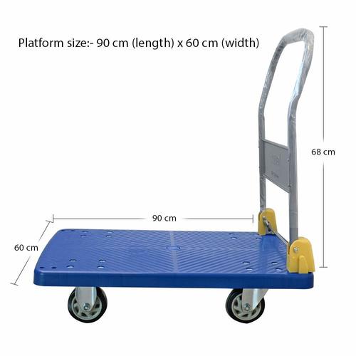 Platform Trolley Portable Dolly Cart 300 Kg Capacity Blue 5 Wheel 60 x 90 x 68 cm