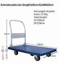 Platform Trolley Portable Dolly Cart 500 Kg Capacity, Blue , 5