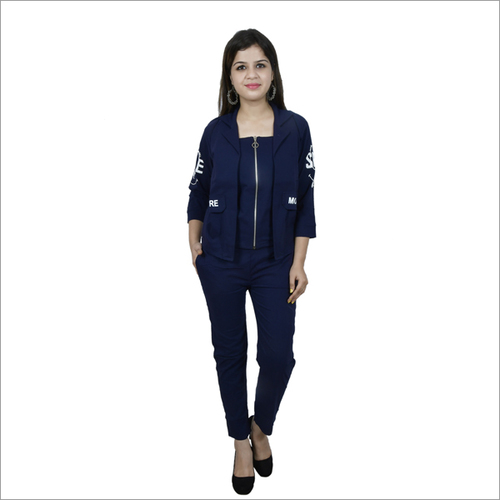 Cotton Jacket & Trouser Set - Customized Size Navy Blue | Quick Dry Washable Full Sleeves for Girls