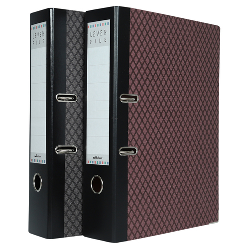 Mahavir Premium - Foolscap Size - Lever Arch File 2 Hole (Grey and Maroon)