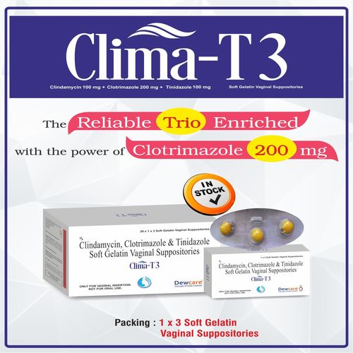 Clindamycin 100 mg+Clotrimazole 200 mg+Tinidazole 100mg