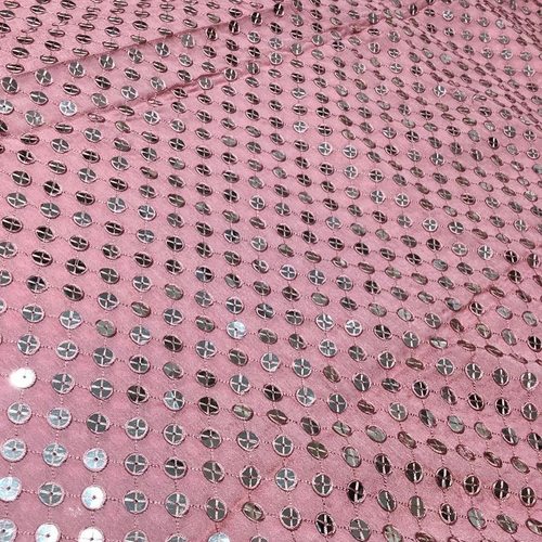 Embroidery Viscose Georgette Fabric - 44 Inch Width, Soft Washable Material, Colorful Sequence and Thread Embroidery, Custom Length Available