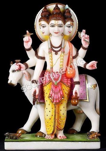 White Dattatreya Marble Statue