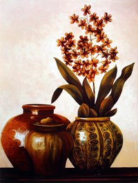 Flower And Flower Pot Poster Painting
