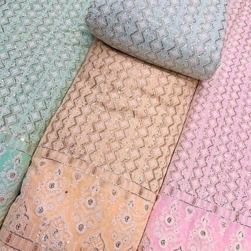 Available In Different Colour Embroidery Viscose Georgette Fabric