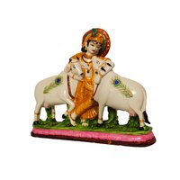 Polyresin Krishna Statue With Cow