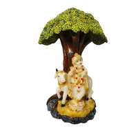 Polyresin Krishna Statue With Cow