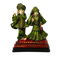 Green Color Radha Krishna Statue