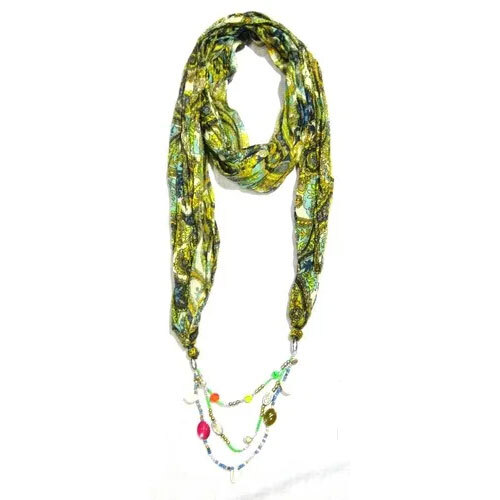 Designer Beaded Printed Fancy Neck Scarf