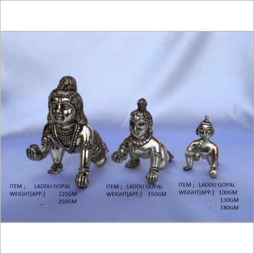 Silver Laddu Gopal Statue
