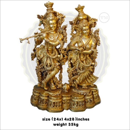 Antique Brass Radha Krishna Statue