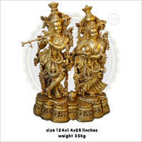 Antique Brass Radha Krishna Statue