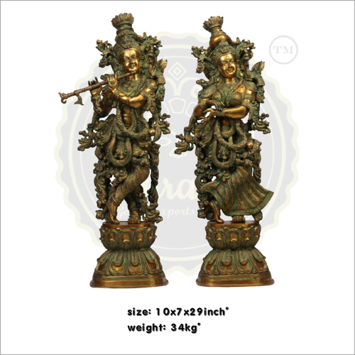 Antique Brass Radha Krishna Statue
