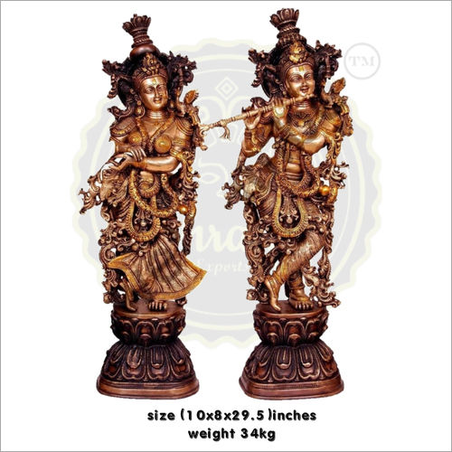 Colored Brass Radha Krishna Statue