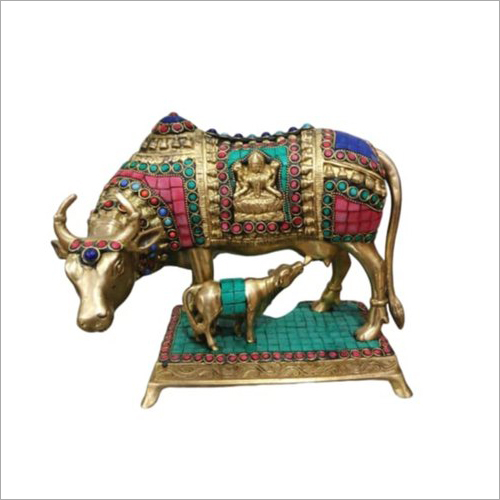 Brass Kamdhenu Cow And Calf Statue By DHRAMA GOODS EXPORTS PRIVATE LIMITED