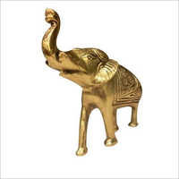 Brass Elephant Statue - 1-2 Kg Weight, Gold Color, Casting Technique | Decorative Carton Box Packaging