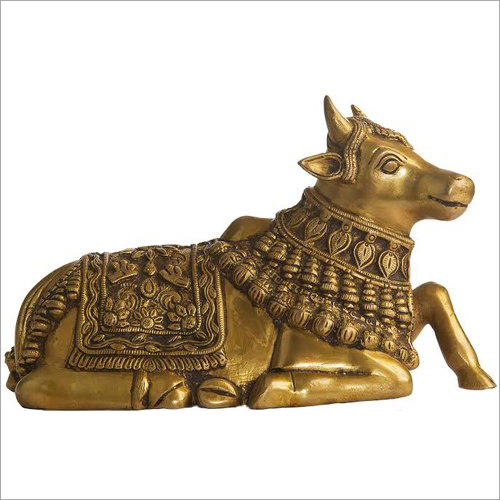 Gold Plated Brass Nandi Statue