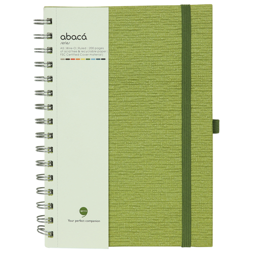 Comma Abaca - A5 Size - Wire-O-Bound Notebook (Green)