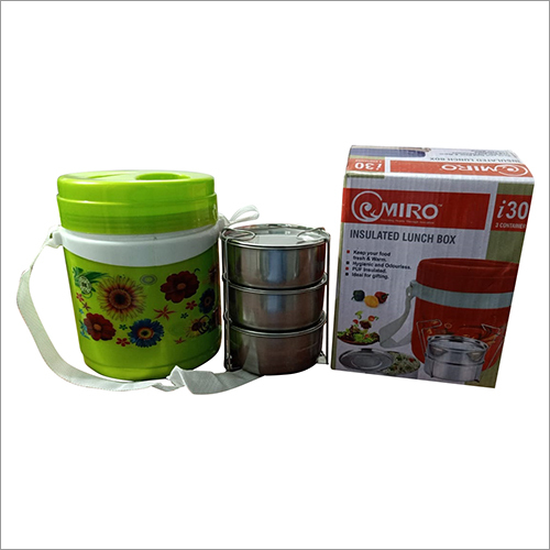 Insulated Plastic Lunch Box With Steel Container By GANESH METALS