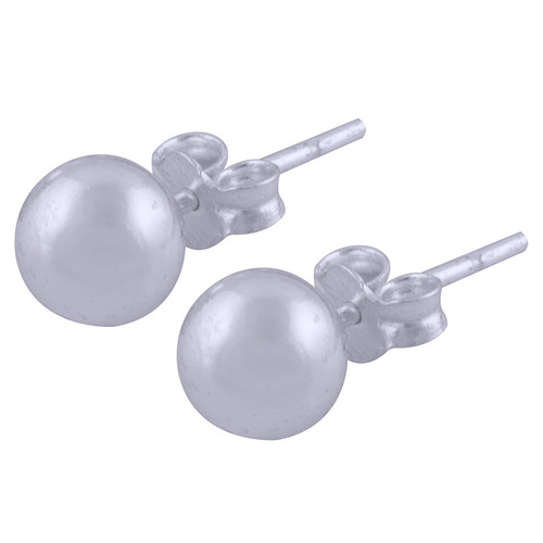 Round Ball Plain 925 Sterling Solid Silver Stud Earrings