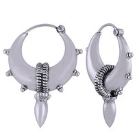 Temple Bali Drop Plain 925 Sterling Solid Silver Bali Earrings