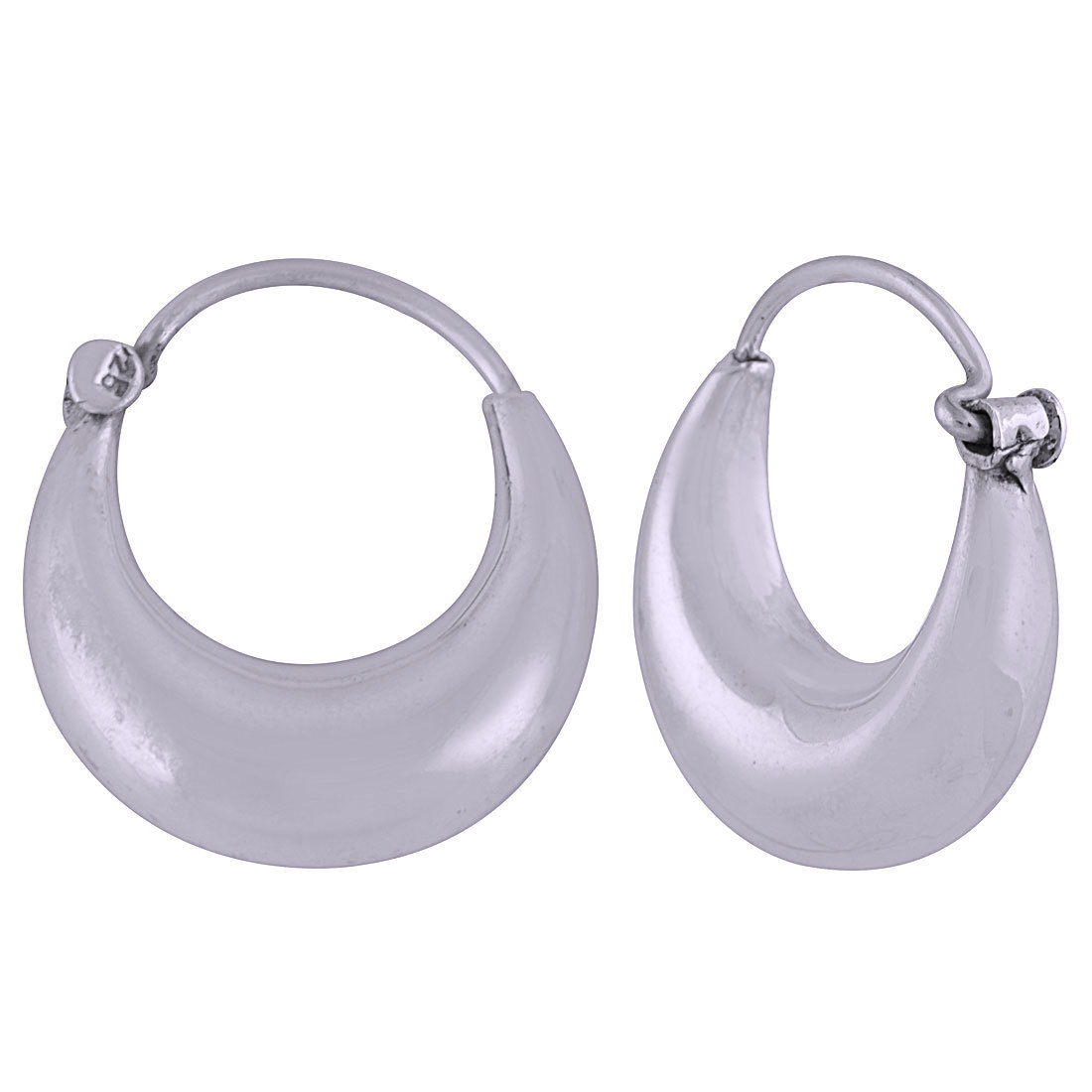 Plain 925 Sterling Solid Silver Bali Earrings