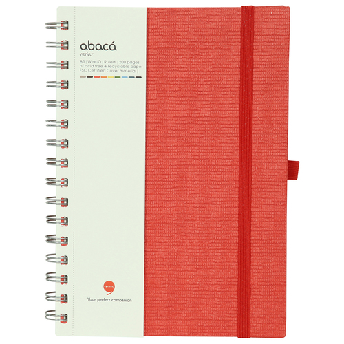 Comma Abaca - A5 Size - Wire-O-Bound Notebook (Red)