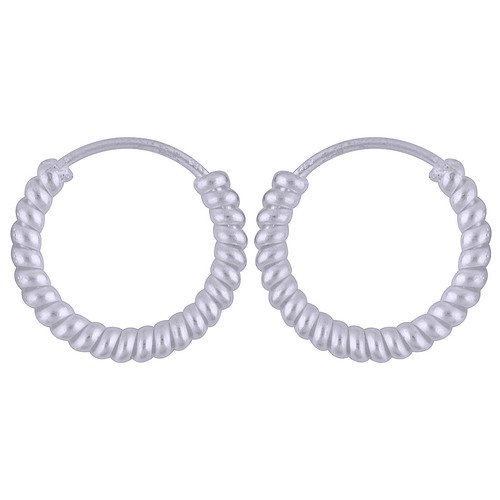 Textured Plain 925 Sterling Solid Silver Bali Earrings