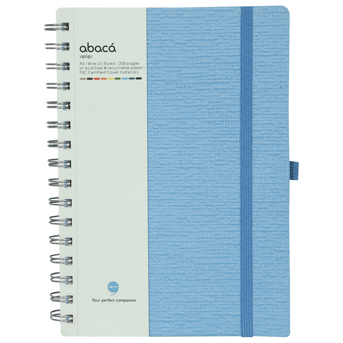 Comma Abaca - A5 Size - Wire-O-Bound Notebook (Sky Blue)