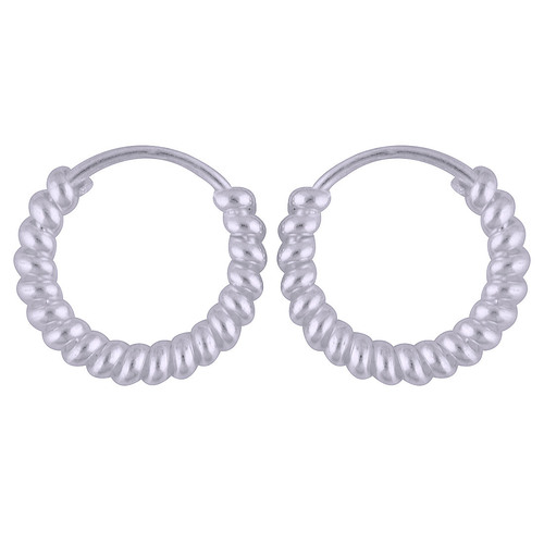Textured Plain 925 Sterling Solid Silver Bali Earrings