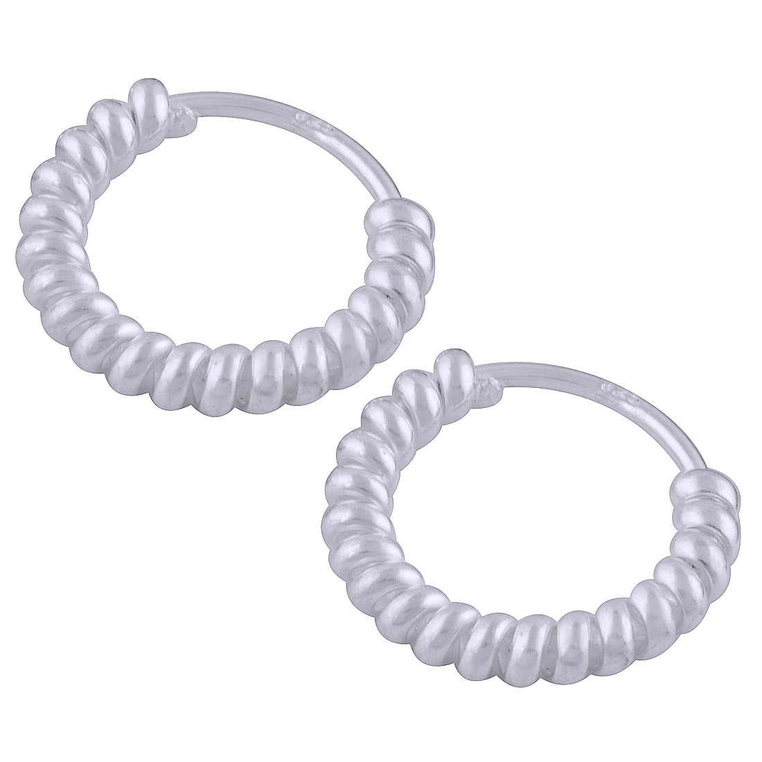 Textured Plain 925 Sterling Solid Silver Bali Earrings