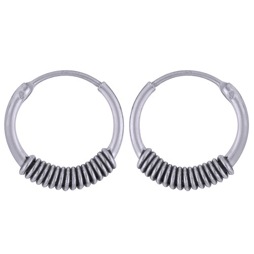 Textured Plain 925 Sterling Solid Silver Bali Earrings
