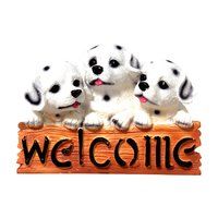 Polyresin Welcome Plate Dog Statues