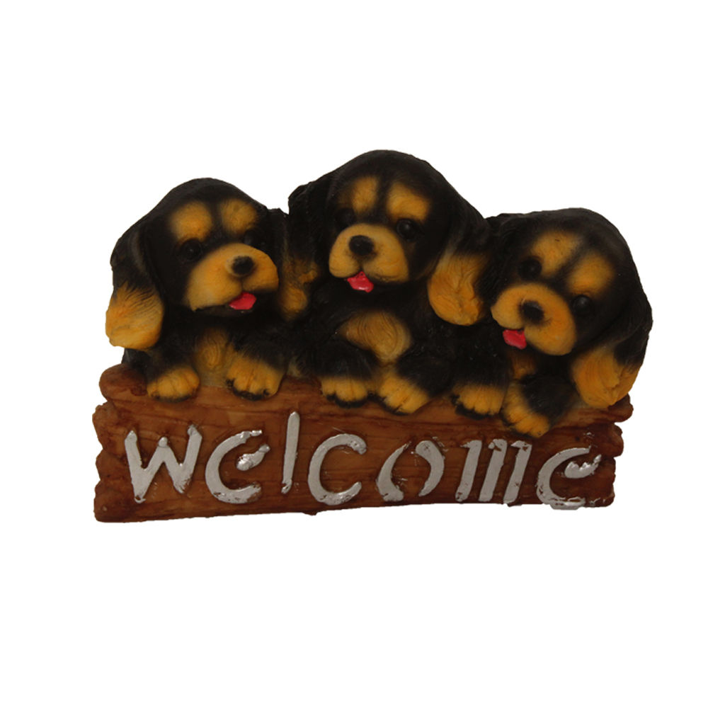 Polyresin Welcome Plate Dog Statues