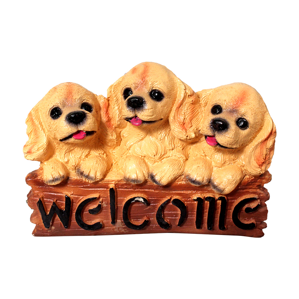 Polyresin Welcome Plate Dog Statues