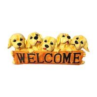 Polyresin Welcome Plate Dog Statues