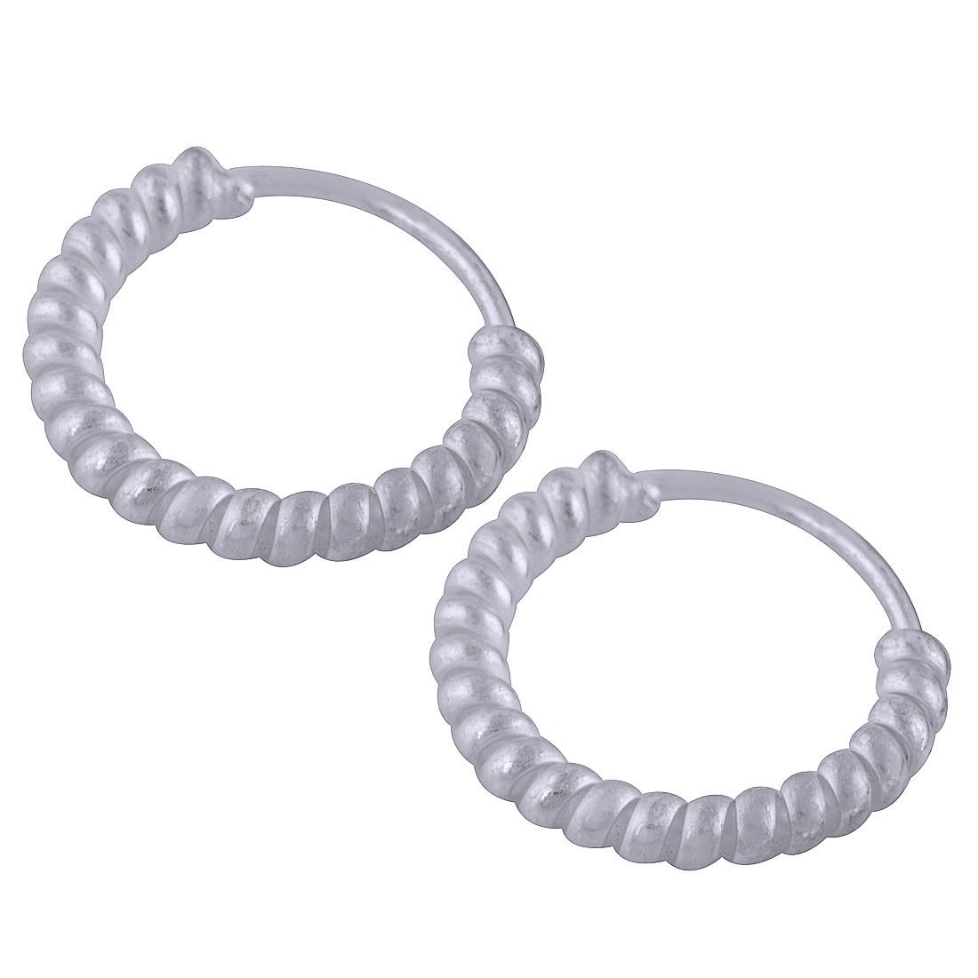 Textured Plain 925 Sterling Solid Silver Bali Earrings