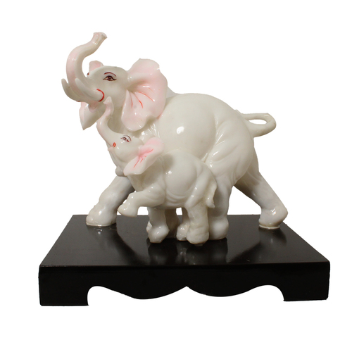 White Marble Look Elephant Statue