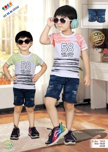 Coco Boys Imported Fabric Tee With Fitted Denim Pants
