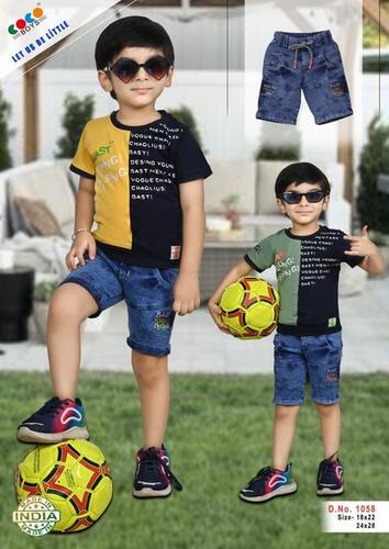 Coco Boys Imported Fabric Tee With Denim Pants