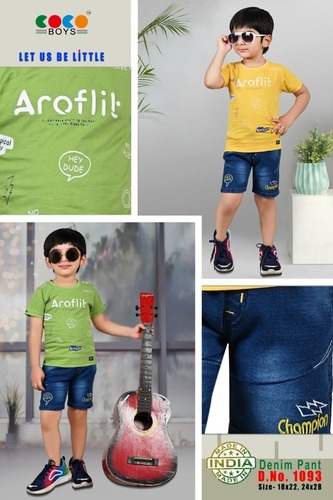 Coco Boys Sinker Fabric Tee With Denim Shorts