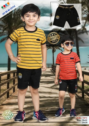 Household Coco Boys Bowling Print Half Sleeves With Sulphur Pants