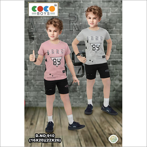 Coco Boys Short Sleeves Printed Tshirt With Cotton Rfd Pants