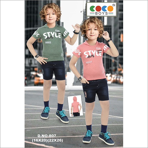 Coco Boys Short Sleeves Print With Cotton Rfd Pants