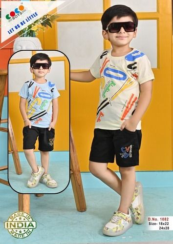 Coco Boys Printed Tshirt With Sulphur Cotton Pants Age Group: 01 - 07 Years