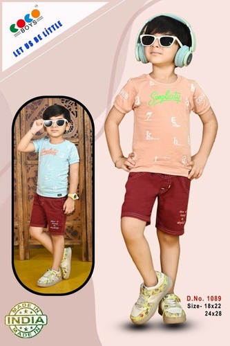Colourful Coco Boys Imported Fabric Tee With Cotton Rfd Pants
