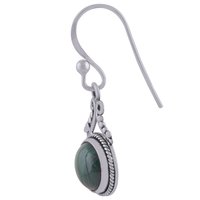Malachite Natural Gemstone 925 Sterling Solid Silver Round Cabochon Handmade Earrings
