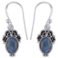 Amethyst Natural Gemstone 925 Sterling Solid Silver Oval Cabochon Handmade Earrings