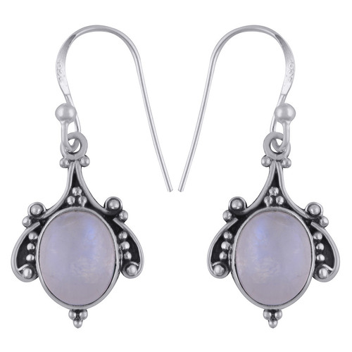 Rainbow Natural Gemstone 925 Sterling Solid Silver Oval Cabochon Handmade Earrings