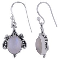 Rainbow Natural Gemstone 925 Sterling Solid Silver Oval Cabochon Handmade Earrings